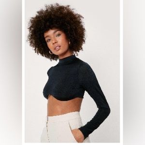 Nasty Gal High Neck Under Cup Line Crop, Sz 10